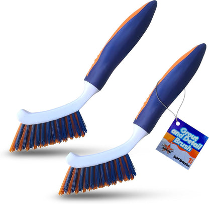 Bring It On Grout Cleaning Brush 2-Pack – Crevice Cleaning Brush with Stiff Nylon Bristles, 8-Inch Heavy-Duty Scrub Brush for Tile, Grout, Shower, Bathroom, Kitchen, Corners & Tight Spaces