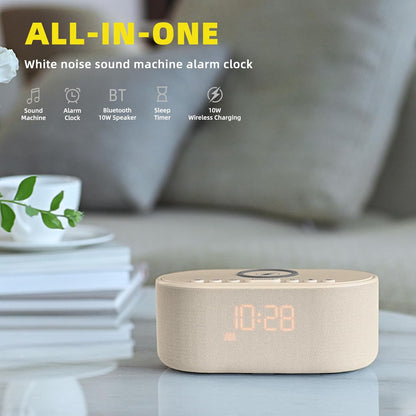 Odokee Sound Machine Alarm Clock for Bedrooms with Wireless Charging - Putty