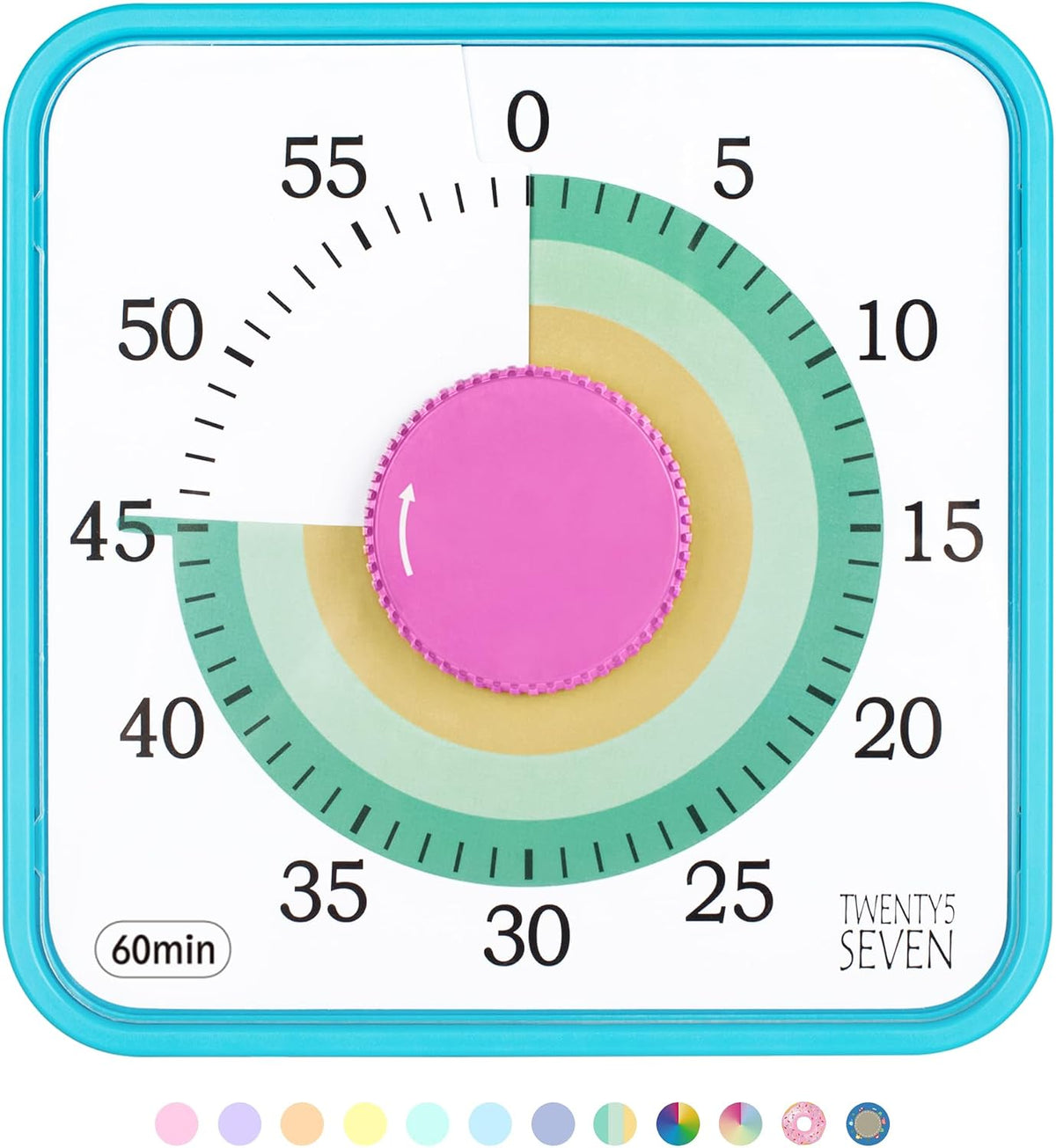 Visual Timer 7.5 inch; 60 Minute 1 Hour Countdown Timer for Kids Classroom Teaching Tool Home Office Meeting, Mechanical Countdown Clock for Exam Time Management Magnetic, Sky Blue with Colorful Disc