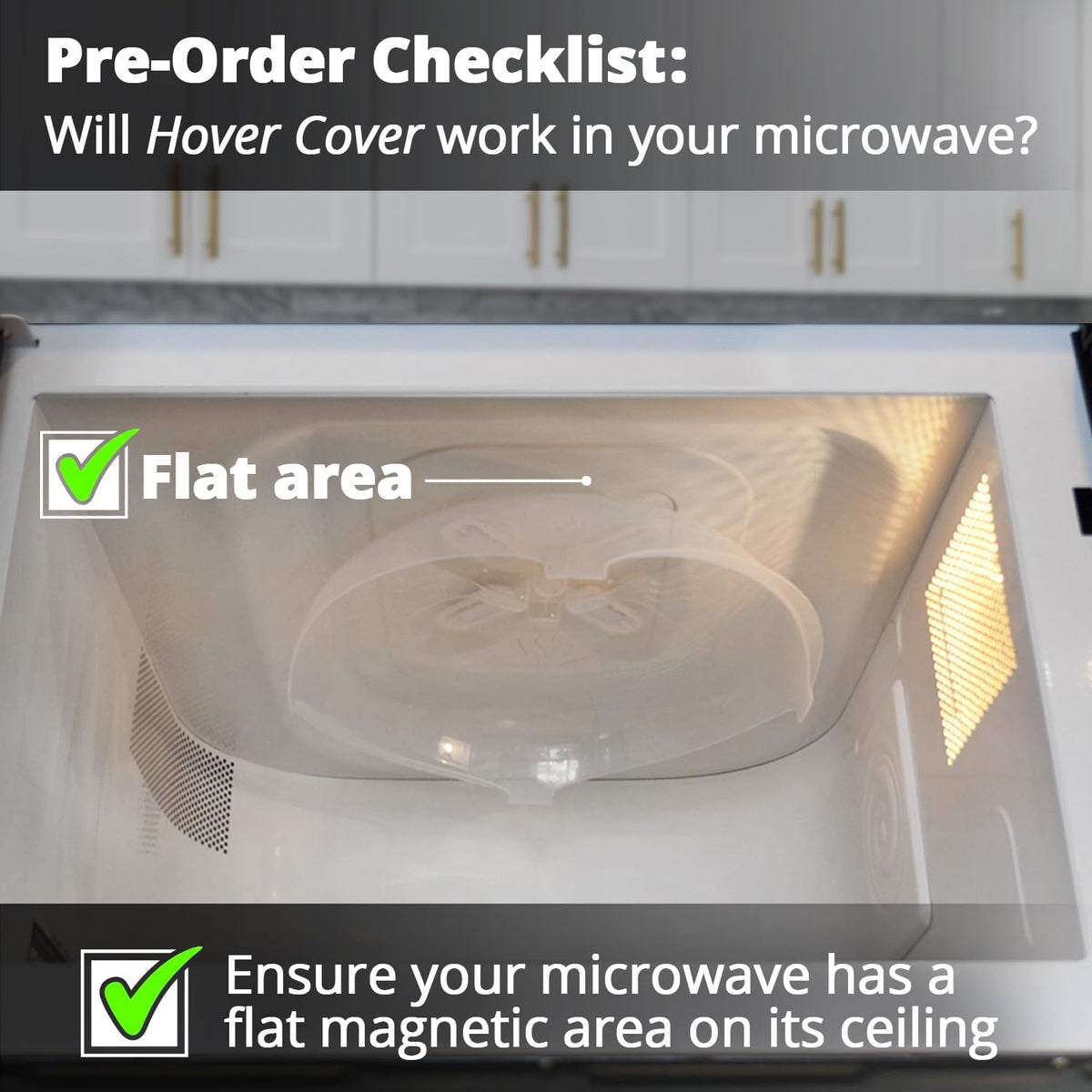 HOVER COVER Tall Magnetic Microwave Splatter Cover for Food, 12 Inch-Black