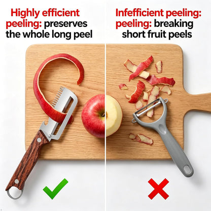 2-Pack Multifunctional Vegetable Peeler, 3 in 1 Kitchen Peeler with Wooden Handle, Bottle Opener & Storage Hanging Hole, for Fruits and Vegetables