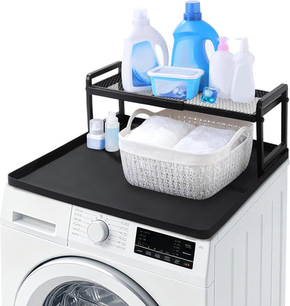 Washer Dryer Countertop with Adjustable Shelf, Expandable Washer and Dryer Countertop with Non-Slip Mat, Universal Fit Large Space Laundry Room Organization(23.6x8.6x7in)