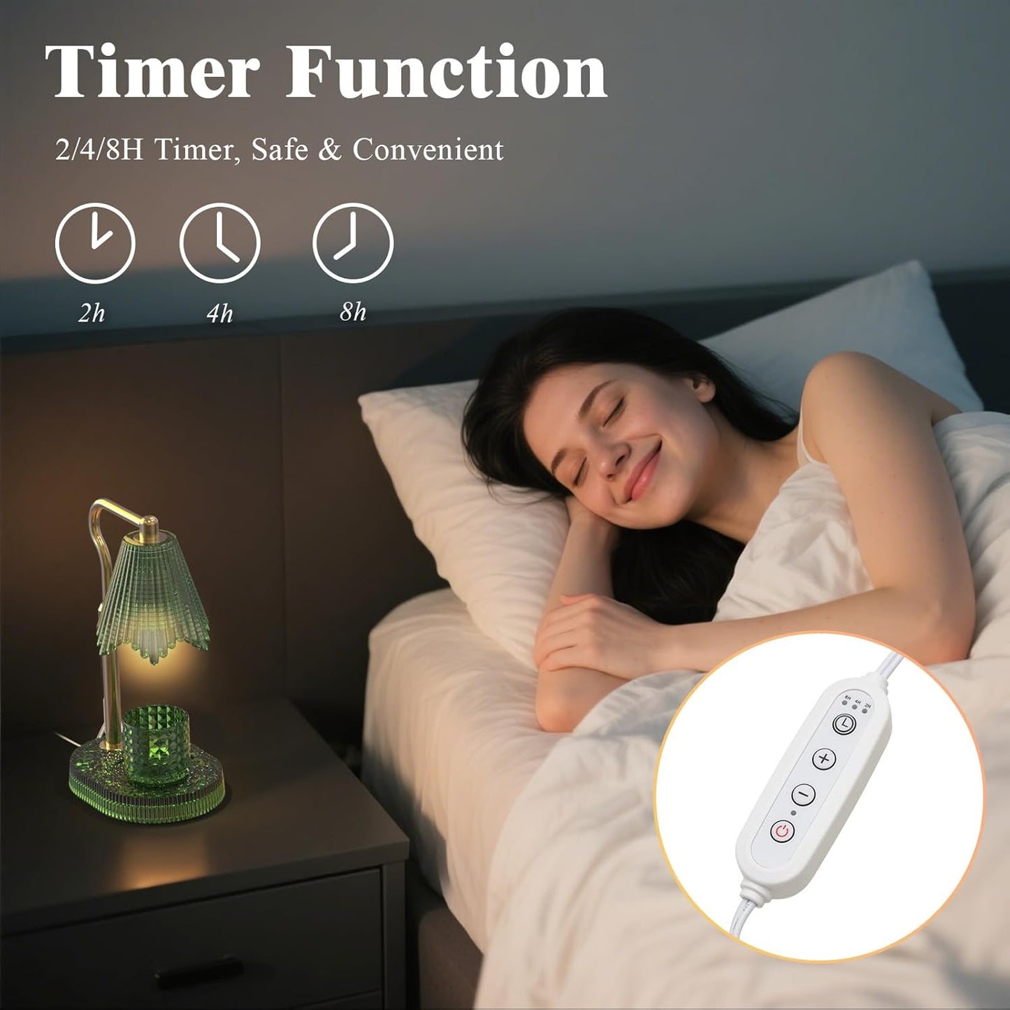 Flower Candle Warmer Lamp,Adjustable Timer & Dimmer(Black2) | Adjustable height fits jars. Timer & dimmer safe melt. 2 bulbs & heat-proof base. Perfect for bedroom, office, or gifting.