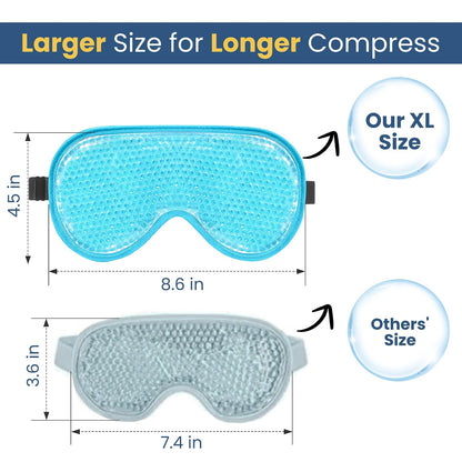 BeeVines Gel Eye Mask, XL Size Cooling Ice Masks for Puffy Eyes (2 Pack)