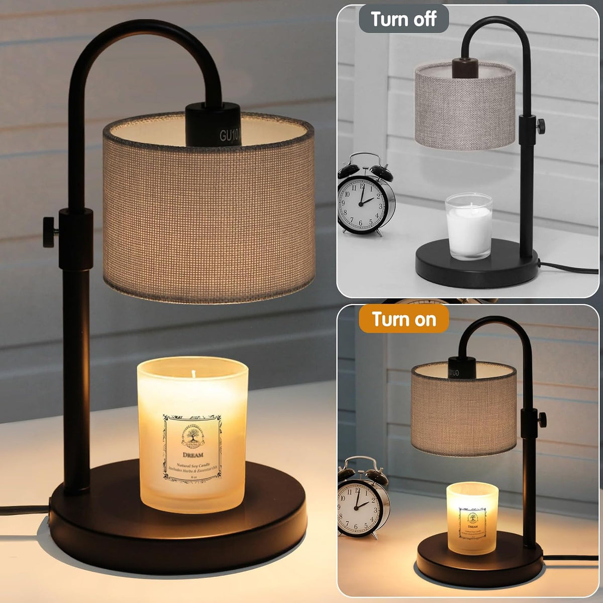 FINCMY Candle Warmer Lamp with Timer, Adjustable Height Candle Wax Warmer Candle Lamp Warmer for Jar Candles, Home Decor House Warming Gifts Compatible with Various Candles (Linen)
