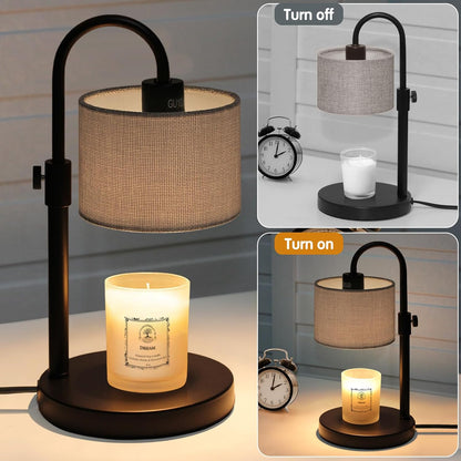 FINCMY Candle Warmer Lamp with Timer, Adjustable Height Candle Wax Warmer Candle Lamp Warmer for Jar Candles, Home Decor House Warming Gifts Compatible with Various Candles (Linen)