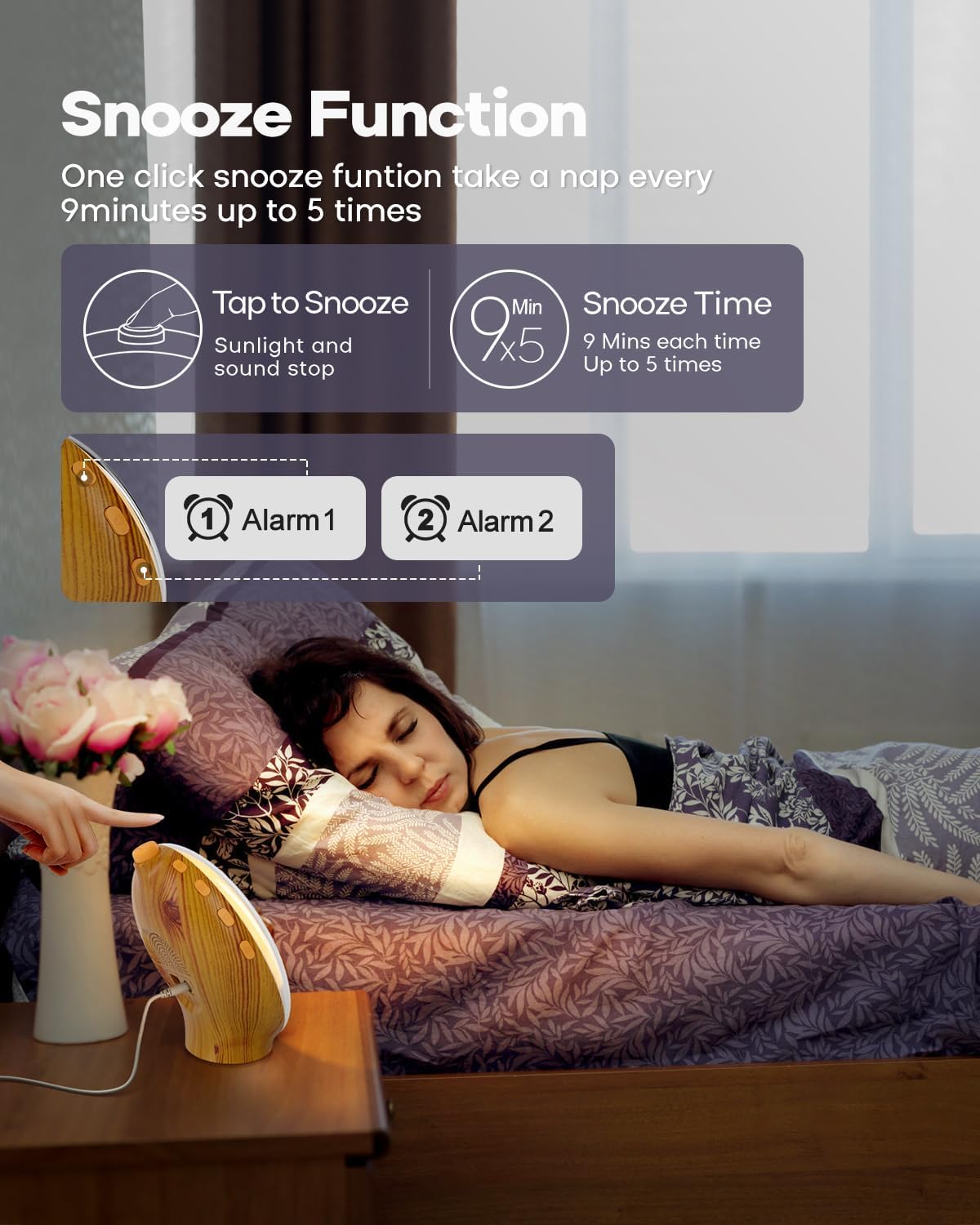Sunrise Alarm Clock for Heavy Sleepers, Wake Up Light with Sunrise/Sunset Simulation, Dual Alarms & Natural Sounds, Snooze & Sleep Aid, FM Radio, 7 Colors Night Light for Bedroom, Ideal for Gift