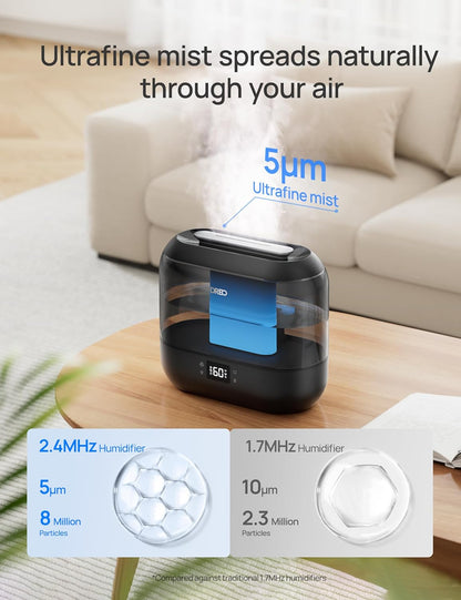 DREO Smart Humidifiers for Bedroom, 4L Cool Mist Humidifier | Top Fill, Quiet Sleep 28 dB, 36H Runtime for large room, Touch/APP/Voice Control, Nightlight, ideal for Baby, Plants, Nursery