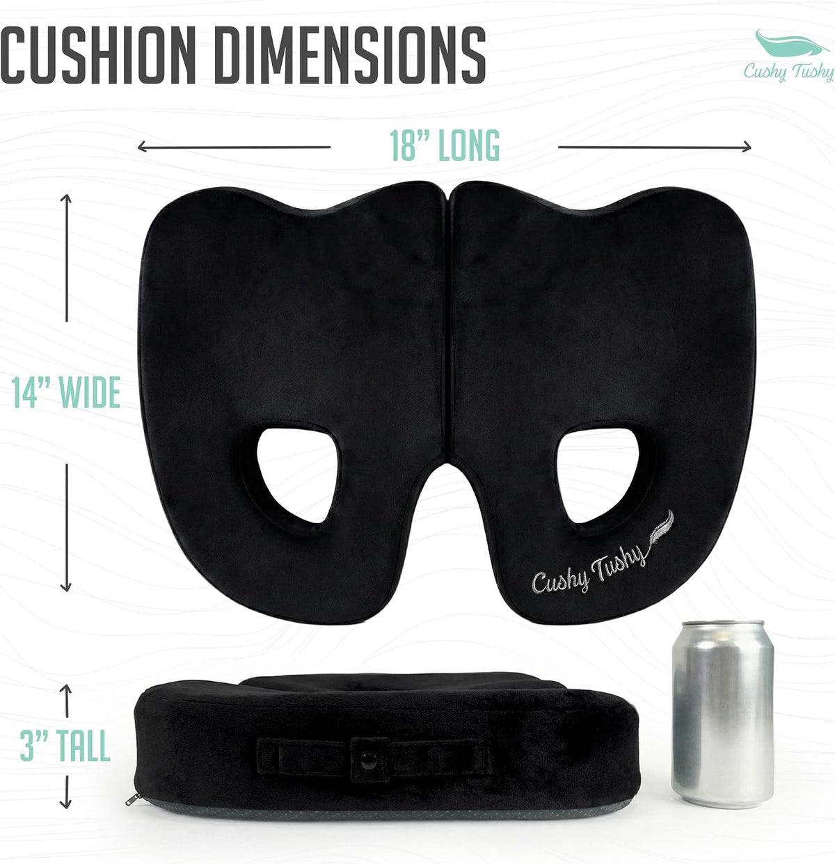 Cushy Tushy Premium Foldable Travel Seat Cushion - for Relief of Lower Back, Sciatic, Butt and Tailbone Pain - for Home & Office Use, Perfect for Travel or Driving - Coccyx Seat Cushion
