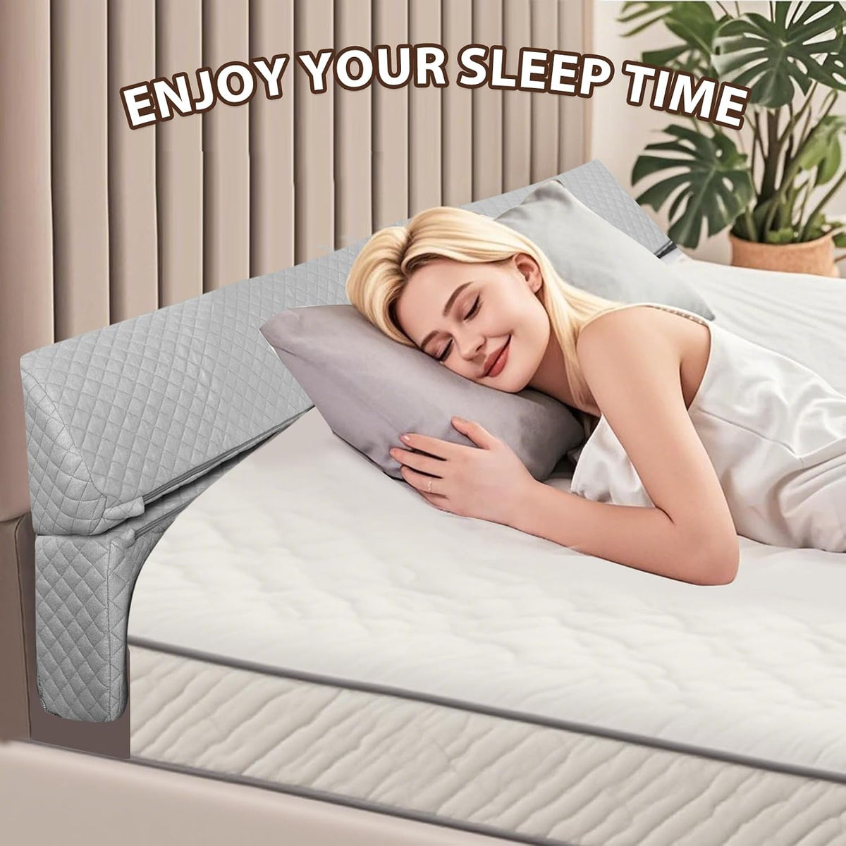 4 Modes Pillow Wedge for Headboard Gap, Foldable Bed Wedge Pillow, Bed Gap Filler King Size Fill The Gap (0-7"), Mattress Gap Filler Long Pillow Between Headboard and Mattress