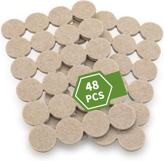 Felt Furniture Pads for Hardwood Floors 48 PCS, 1" Round, Brown | Chair Leg Floor Protectors, Felt Pads for Furniture, Floor Protectors for Hardwood Floors, Felt Pads for Chair Legs