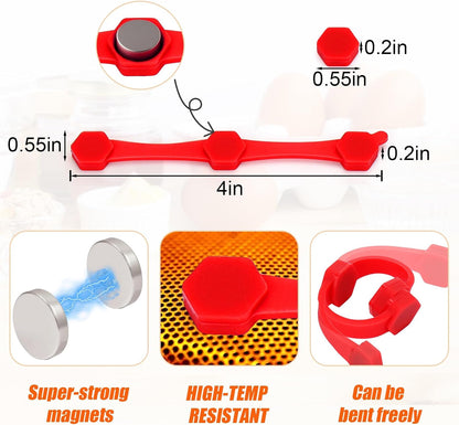 12PCS Air Fryer Magnets Silicone Buckle for Parchment Paper Liners | High-Temp Resistant Air Fryer Accessories, Prevent Burning, Safely Lock Paper from Heating Element or Covering Food (Red)