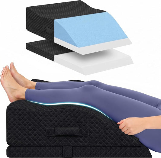 Elevation Pillows for Leg After Surgery, Adjustable Wedge Pillow, Grey | Memory Foam Leg Pillow for Injury Recovery, Ankle Pillow for Sleeping Blood Circulation, Comfort Rest Double Leg Positioning