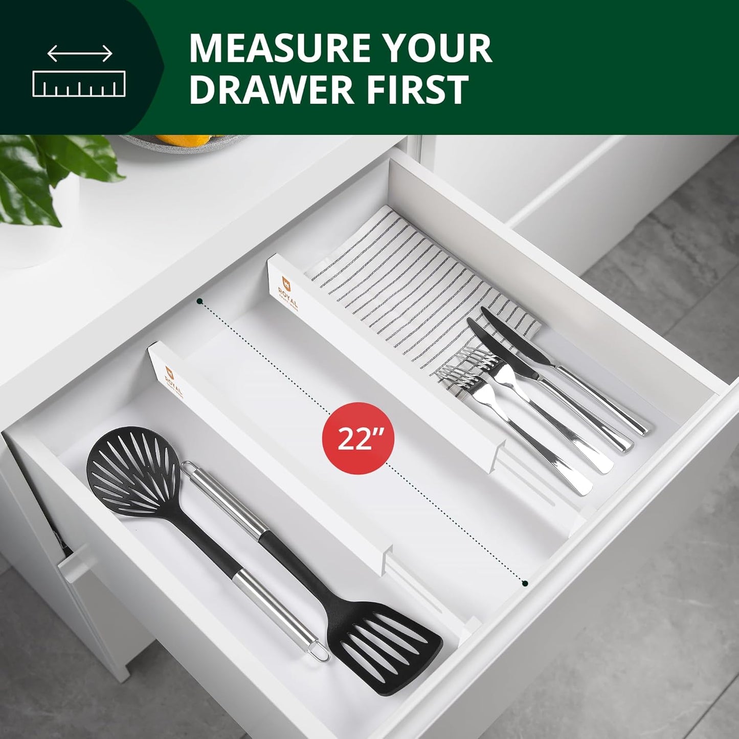Bamboo Drawer Dividers Organizers, Adjustable Drawer Separator Splitters, 17–22 Inches Expandable Drawer Divider Organizer for Large Utensils, Kitchen, Bedroom, Dresser & Office Drawers 4-Pack