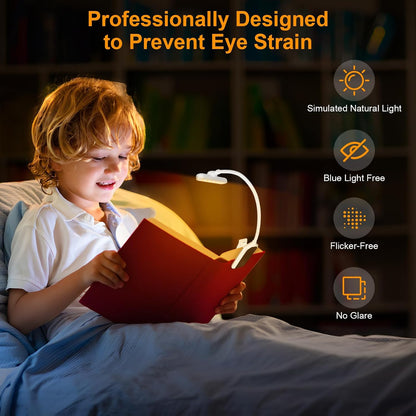 karidi Rechargeable 24 LED Book Light for Reading, 360° Flexible Gooseneck, 5 Color Tones, Clip-on for Books/Tablet/Bed, USB-C, 80H Glare-Free Eye Care (Black)