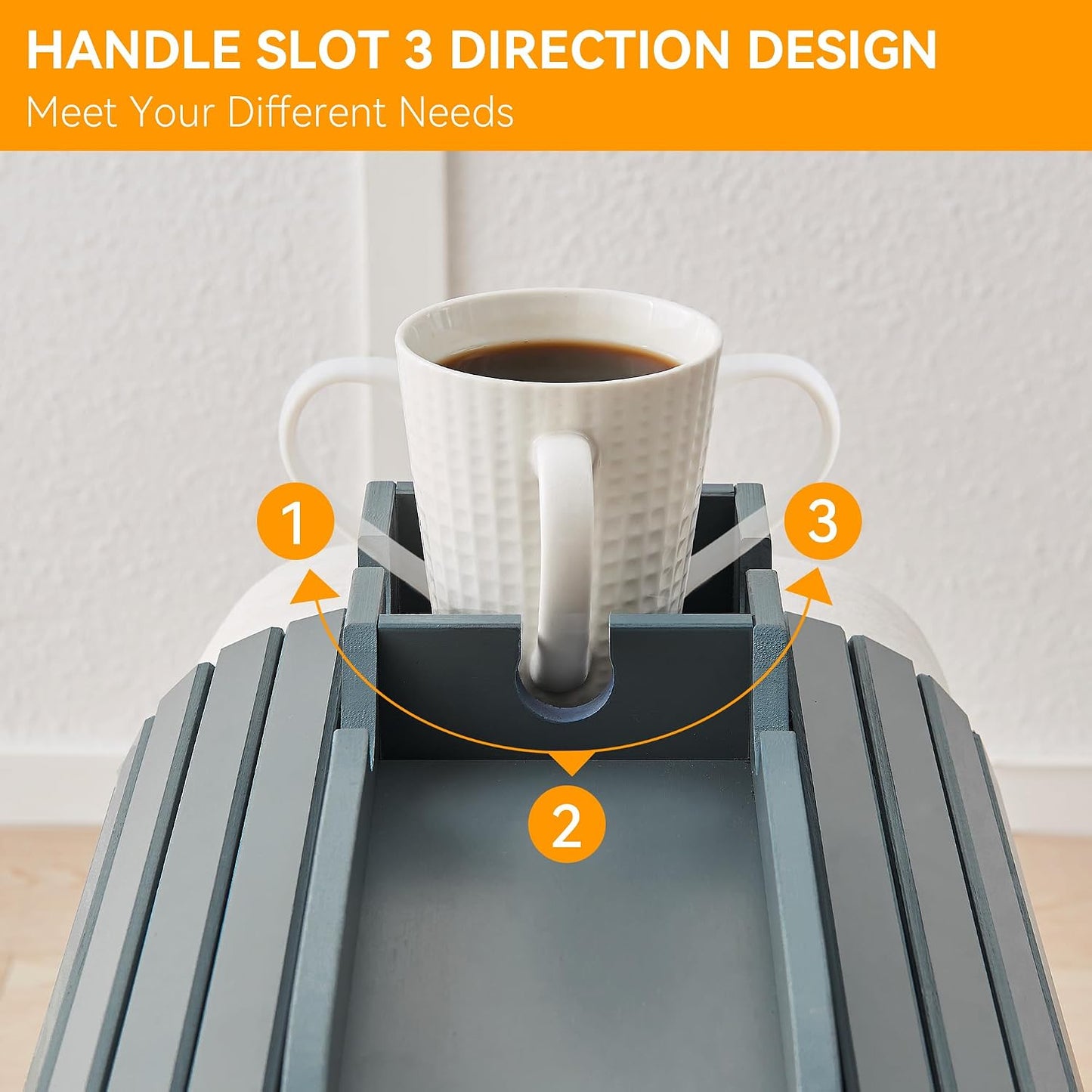 GEHE Bamboo Couch Cup Holder, Anti-Spill Sofa Arm Tray, Natural and Easy to Clean Couch Arm Cup Holder Armrest Tray Perfect for Cups, Beers, Snacks, Remote Control, Drinks