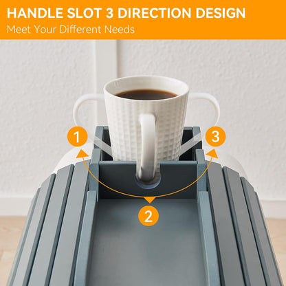 GEHE Bamboo Couch Cup Holder, Anti-Spill Sofa Arm Tray, Natural and Easy to Clean Couch Arm Cup Holder Armrest Tray Perfect for Cups, Beers, Snacks, Remote Control, Drinks