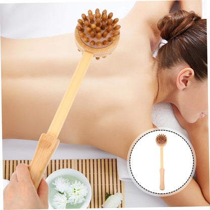 Bamboo Massage Hammer Handheld Wood Massager for Neck Shoulder Back Acupoint Therapy with Ergonomic Handle for Muscle Relief and Relaxation