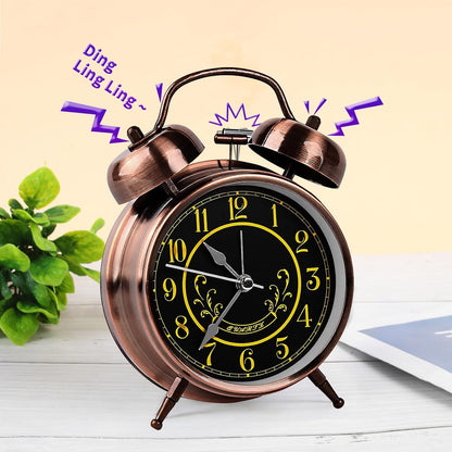 pxy Loud Alarm Clock for Heavy Sleepers 3D Dial Battery Operated (Battery Include), 4" Super Silent Analog Alarm Clock for Kids with Night Light PT260 Silver OrangePT505 Green White