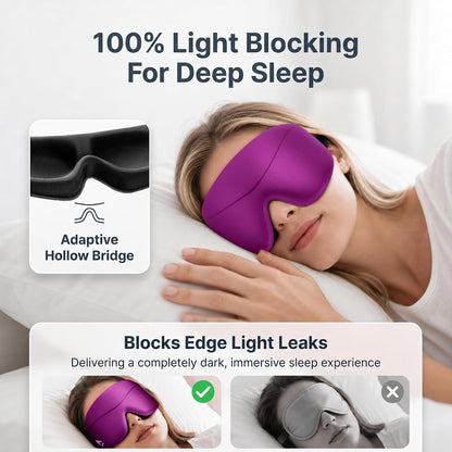 Sleep Mask for Women Men: 100% Blackout 3D Eye Mask for Sleeping, Sleeping Mask for Side Sleepers, Zero Pressure Memory Foam Eyelash Friendly Breathable Eye Cover, Airplane Travel Essentials-Pink