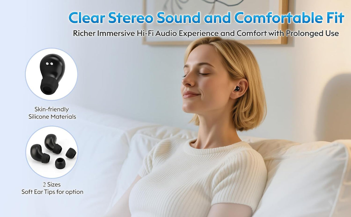 Invisible Mini Sleep Earbuds Bluetooth Wireless for Side Sleeper Small Ears