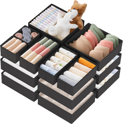 Drawer Organizer Clothes, 10 Pack Dresser Organizer for Baby Clothes, Underwear, Sock- Foldable Closet Organization and Storage Dividers Bins for Nursery, Bedroom (Beige)