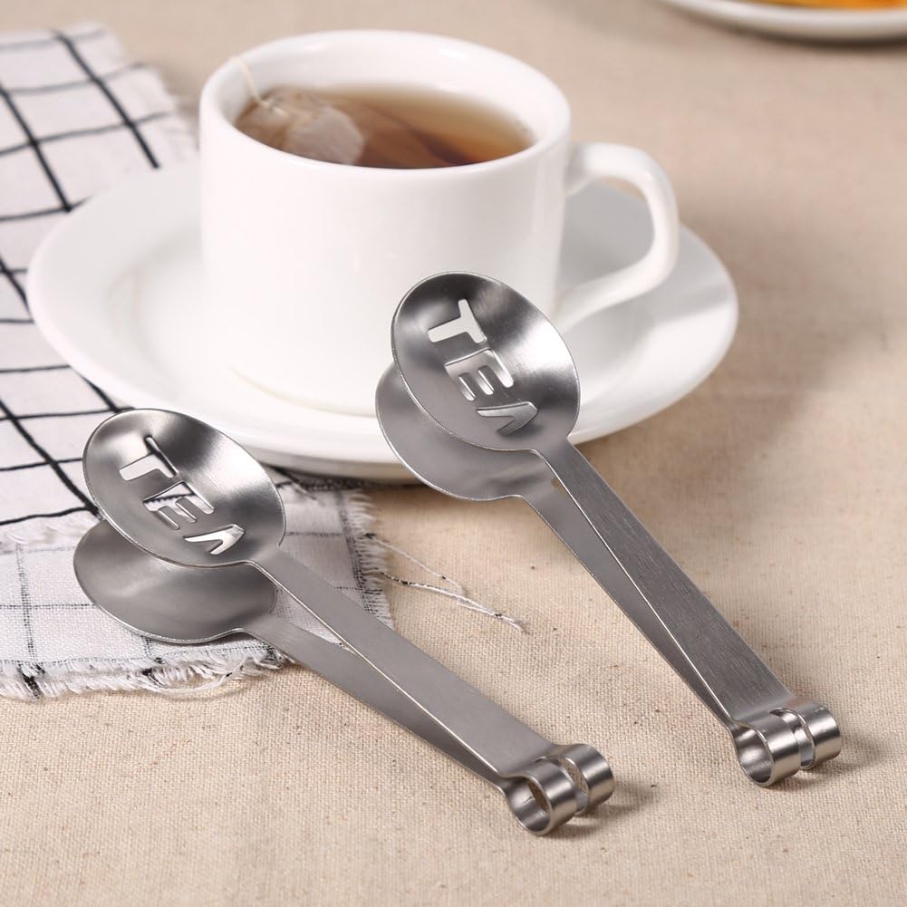 Tea Bag Squeezer,12cm Stainless Steel Tea Bag Holder,Tea Bag Tong Tea Bag Spoon Tea Bag Strainer Clip for Home Kitchen