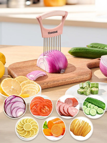 Onion Holder for Slicing | Onion Slicer Holder | Tomato Cutter for Slicing of Lemon Avocados Eggs and Fruit, Multifunctional Vegetable Chopper, Home Essentials & Kitchen Gadgets Tool for Food Prep