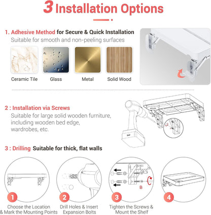 KIWIFOTOS Raised Bedside Shelf for Bed Tray Table Under Mattress
