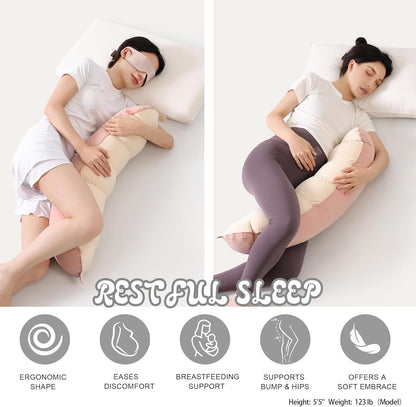 Peallow(Pat. Pend) – Long Round Body Pillow for Adults, Bolster Pillow for Sleeping, Soft and Supportive Pillow for Sleeping & Lumbar Support (Green-White, 29.5")