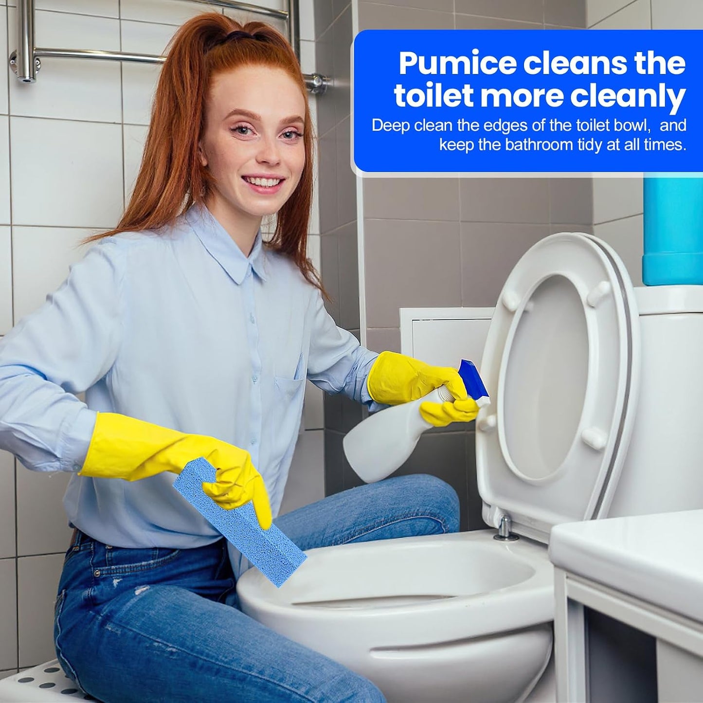Riuja 6 Pack Pumice Stone Toilet Bowl Cleaner, Pumice Stone for Cleaning | Scouring Stick Removes Hard Water Ring & Rust Stain, Easy to Shape Powerfully Cleans Toilets, Ceramic, Grill, Tub, Pool, Sink
