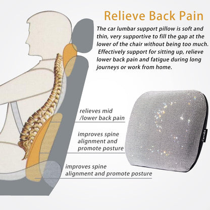 Lower Back Automotive Lumbar Support Pillow for Car Recliner Cushion Black