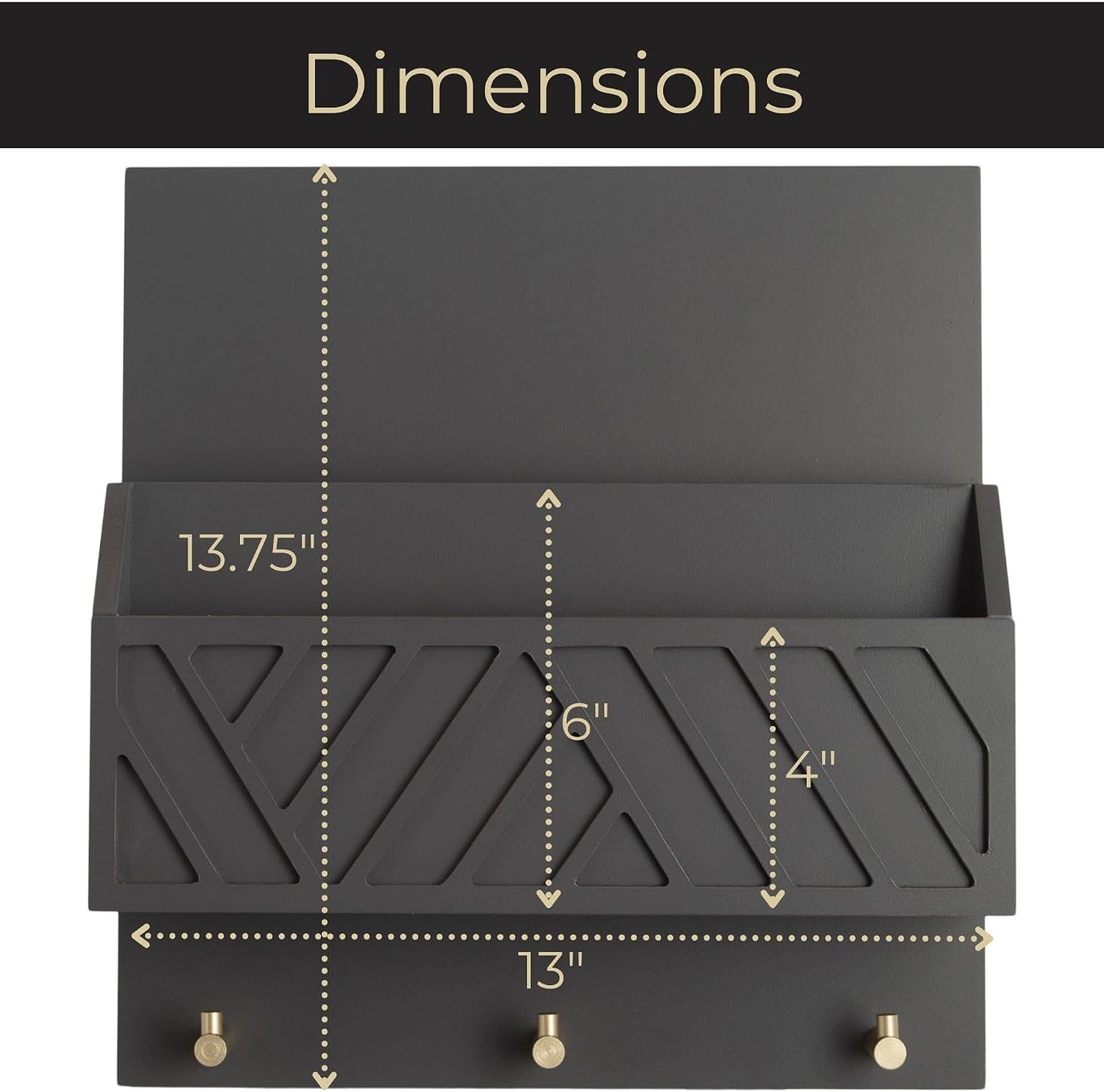 BLU MONACO Wall-Mounted Mail and Key Holder – Natural Wood 2-Tier Letter Organizer with 3 Hooks | Entryway Command Center for Mail, Keys, and Documents
