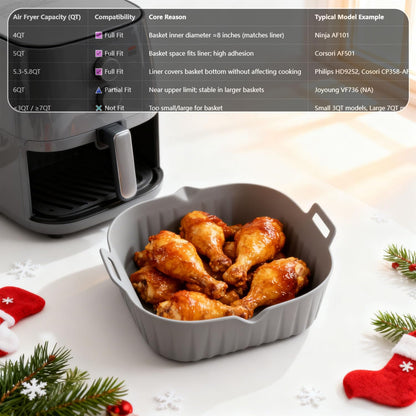 2 Pack Air Fryer Liners,8 Inch Silicone Airfryer Liners,Air Fryer Accessories,Reusable Baking Tray Oven Accessories,Replacement of Flammable Parchment Paper (Red Blue) (Black&Red&Blue)