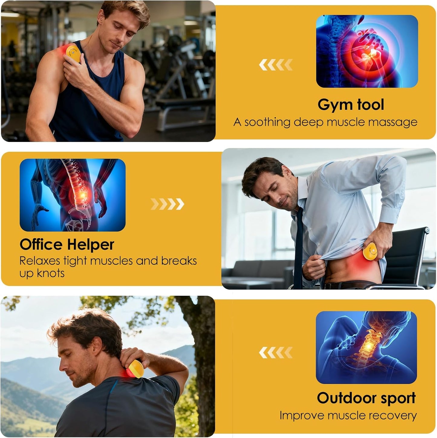 Red Light Vibrating Massage Ball - Handheld Trigger Point Tool for Deep Tissue Massage and Myofascial Release, Portable Massager for All Over the Body (Avocado)