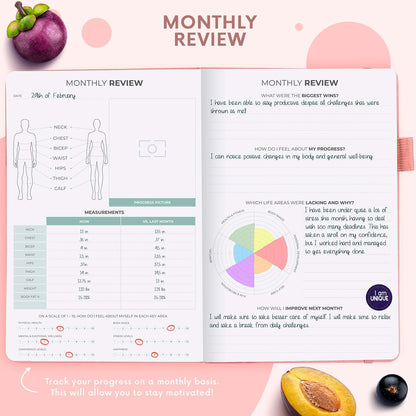 Clever Fox Wellness Planner & Food Journal for Weight Loss, A5 Orange | 5.8"x8.3" nutrition & exercise tracker for women tracking meals, diet & symptom diary, calorie counter notebook, stickers