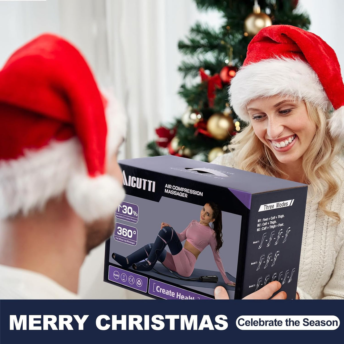 AICUTTI Air Compression Leg Massager with Heat for Foot, Calf, Knee & Thigh - Gifts for Christmas, Mother's Day, Father's Day - Leg Massage Boots for Women & Men - Relieves Muscle Tension and Pain
