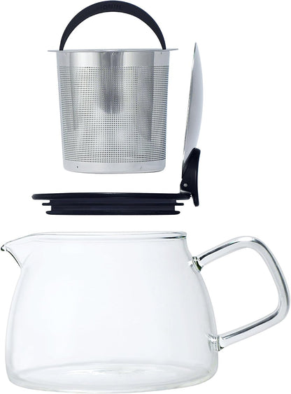 Forlife Bell Glass Teapot with Basket Infuser, 14-Ounce/430ml, White