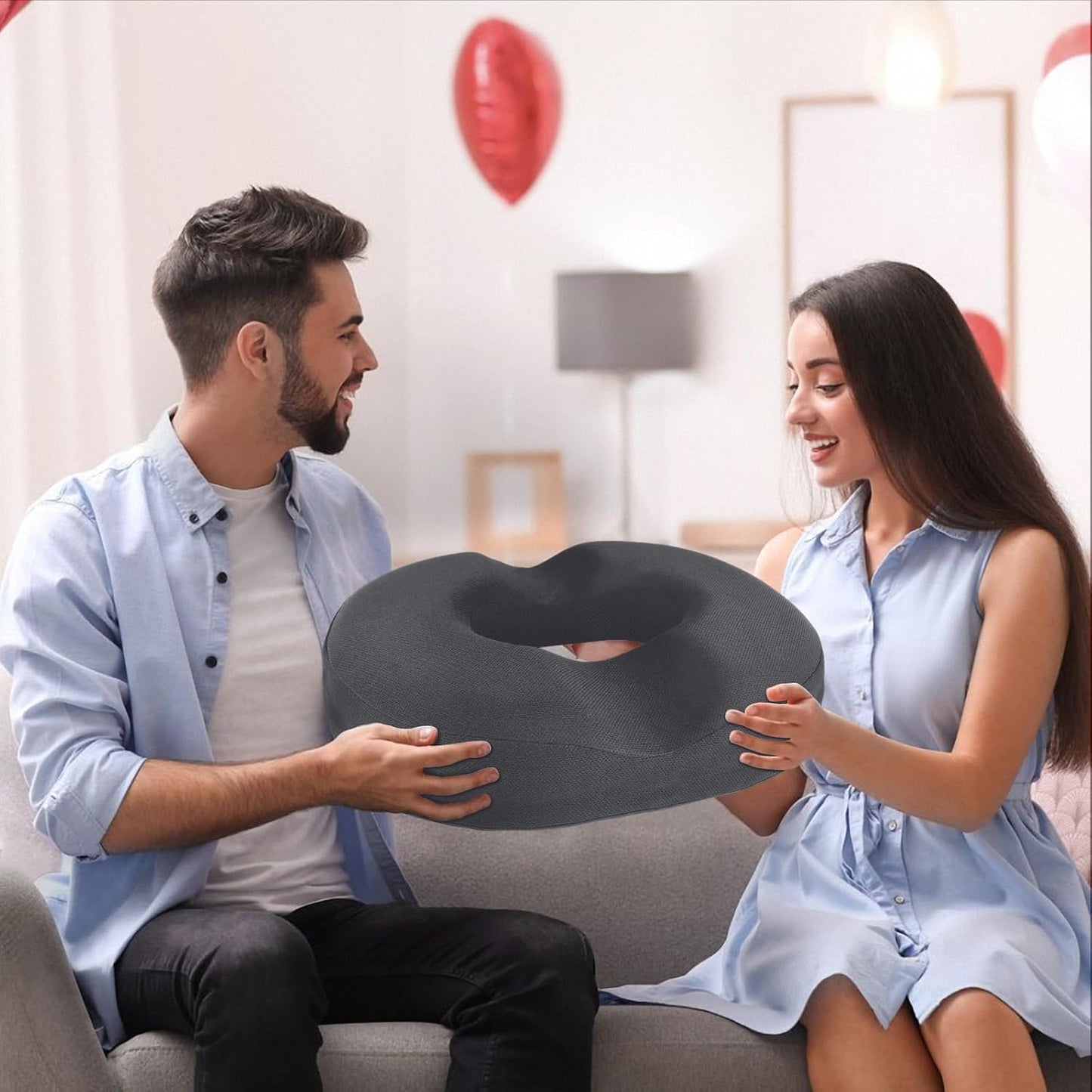 BlissTrends Donut Pillow Seat Cushion, Memory Foam Lifting Cushions(Black) | Donut Chair Cushions for Postpartum Pregnancy & Hemorrhoids,Tailbone Pain Relief Cushion for Office&Home Chairs