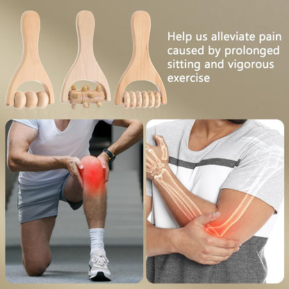 Abeillo 3Pcs Wooden Hand Massage Roller, Muscle Roller Stick