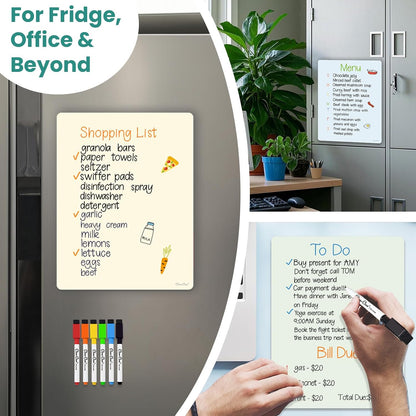 Magnetic Dry Erase Board – 8.5”x11” Reusable Lined Dry Erase List Board for Fridge 2 Pcs – Marker Included