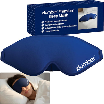 Zlumber Premium Eye Sleep Mask for Men & Women - 100% Blackout 3D Contoured Night Eye Mask for Sleeping, Travel Eye Mask & Side Sleeper Mask, Zero Eye Pressure, Adjustable