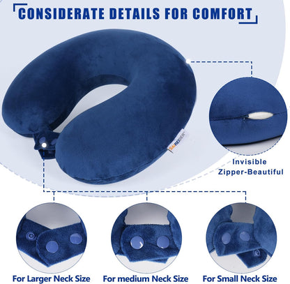 SAIREIDER Travel Pillow 100% Pure Memory Foam Travel Neck Pillow, Airplane Pillow for Traveling、Car、Home、Office，Washable Cover（Black）