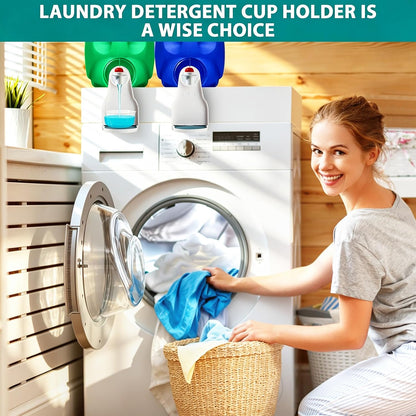 Detergent Drip Catcher, Laundry Detergent Cup Holder with Drip Catcher and Nozzle Switch, Fabric Softener Drip Tray for Liquid Detergent and Softener Bottles