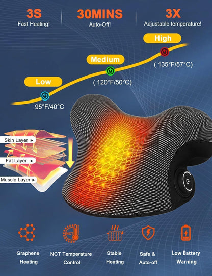 Upalled Wireless Heated Neck Stretcher for Pain Relief, Portable Cordless Neck Shoulder Cervical Traction Device with Graphene Heating Pad No Smell Magnetic Therapy Case Relaxer for Spine Alignme