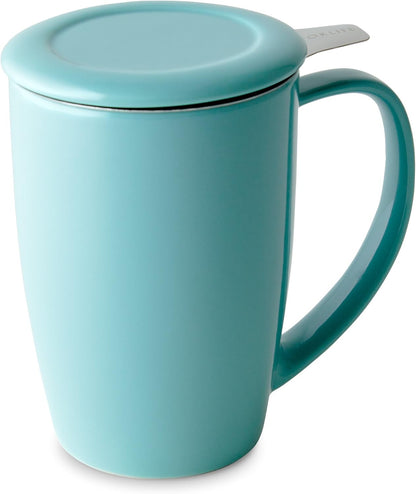 FORLIFE Curve Tall Tea Mug with Infuser and Lid 15 ounces, Lime