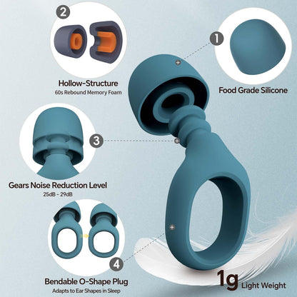 Ear Plugs for Sleeping, 25-29dB Soft Silicone Ear Plugs for Side Sleepers | Silicone Ear Plugs for Sleeping,Reusable Ear plugs with 16 Soft Tips,Noise Cancelling Sleep Earplugs for Snoring