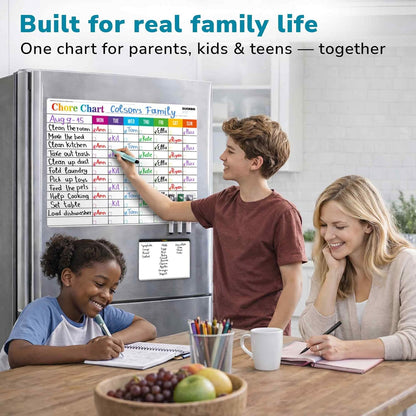Magnetic Chore Chart for Kids - Reward Behavior Chart for Kids at Home | Dry Erase Morning Routine Schedule Board - Responsibility Star Chart for Toddlers 3-5 - 48 Magnets and 49 Stars
