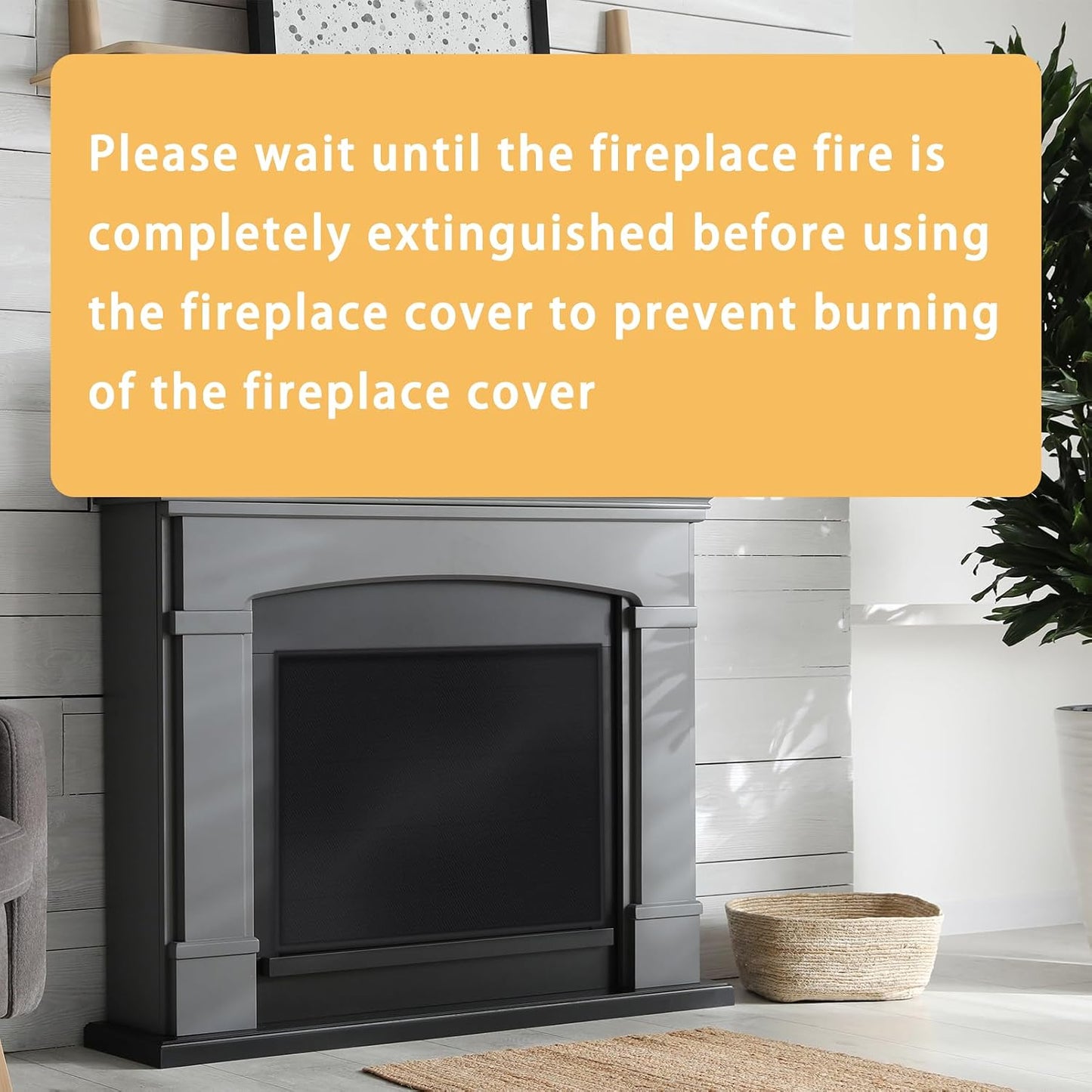 JUIN Fireplace Cover for Baby Proof: 43×36 Magnetic Fire Place Blanket for Indoor Brick Fireplace - Fireplace Draft Stopper Tool with 12 Strong Magnets for Heat Loss Living Room Insulation