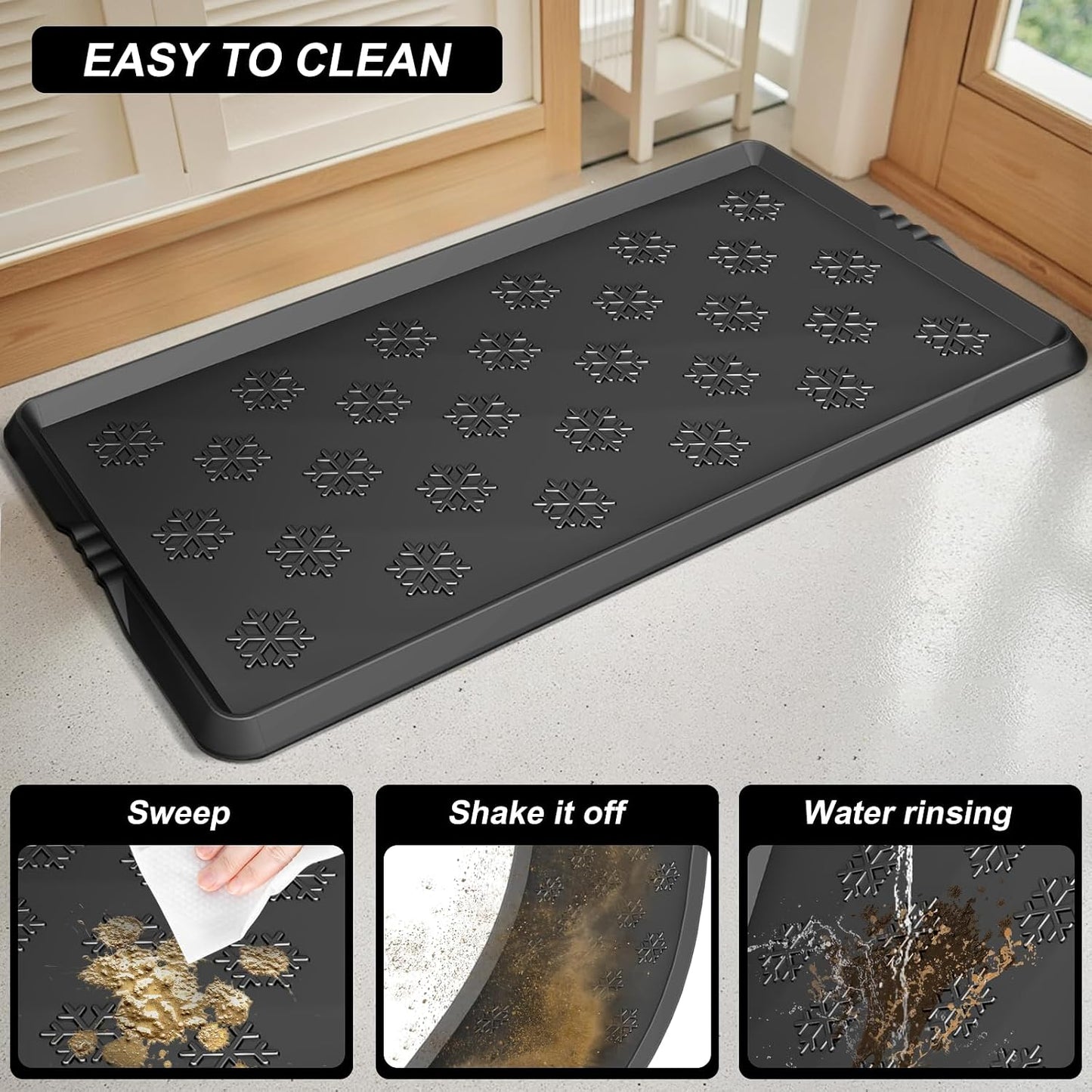 Azadx Heavy Duty Boot Trays Natural Rubber Shoe Mat Tray for Entryway | Ultra Large Boot mat Tray Multi-Purpose for Outdoor Door Mats, Waterproof Durable Shoe Tray 16x42 Inch